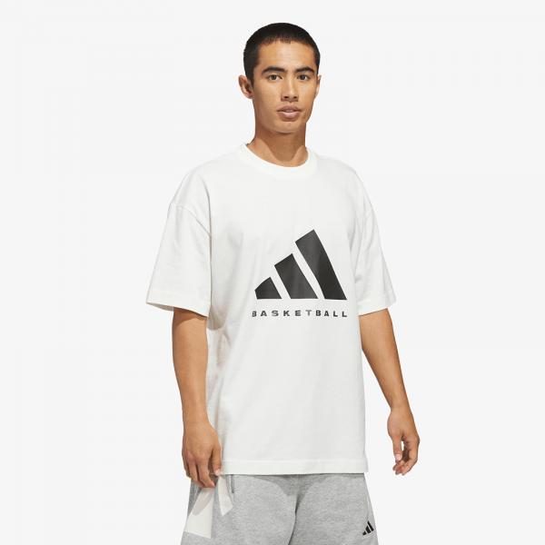 Tričko adidas Basketball T-Shirt (Gender Neutral) Off White/ Black M