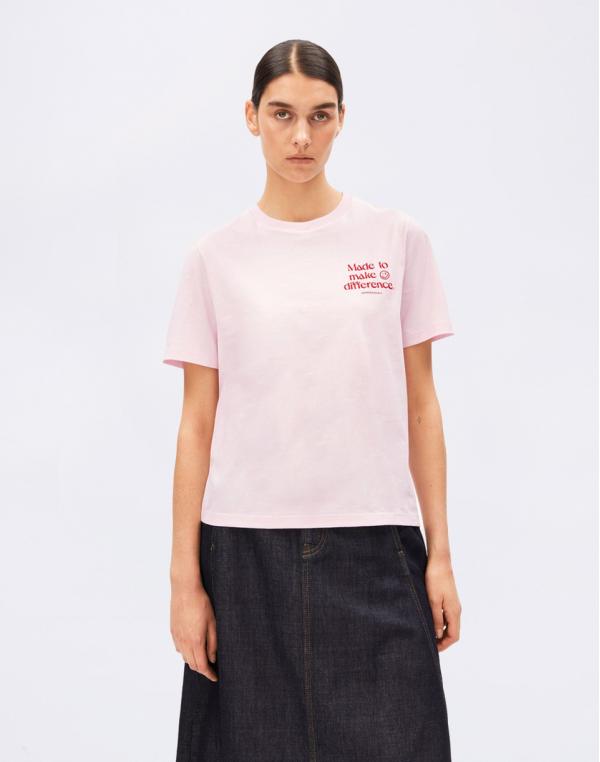 Tričko Armedangels Lualaa Embro 3433 pink mist