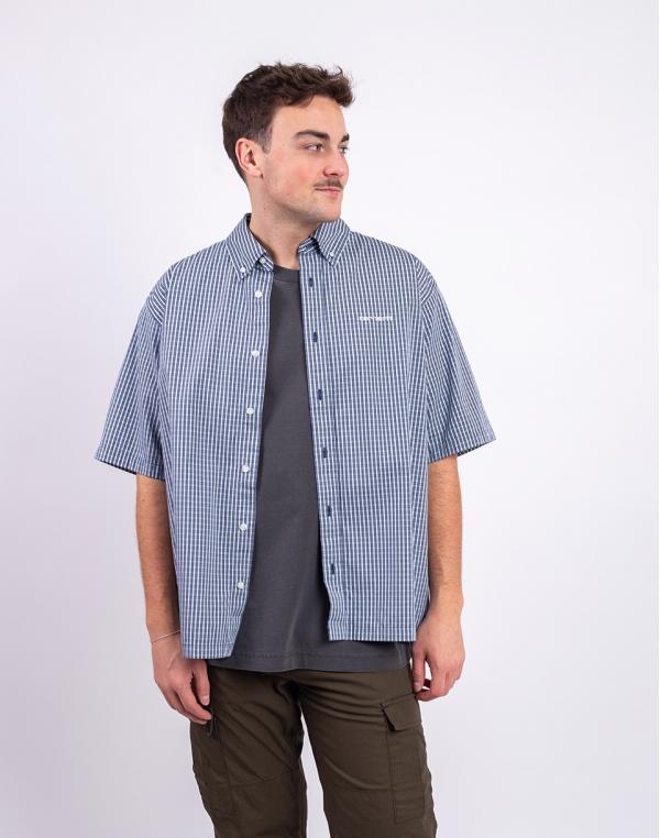 Carhartt WIP S/S Groff Shirt Groff Check, Blue river M