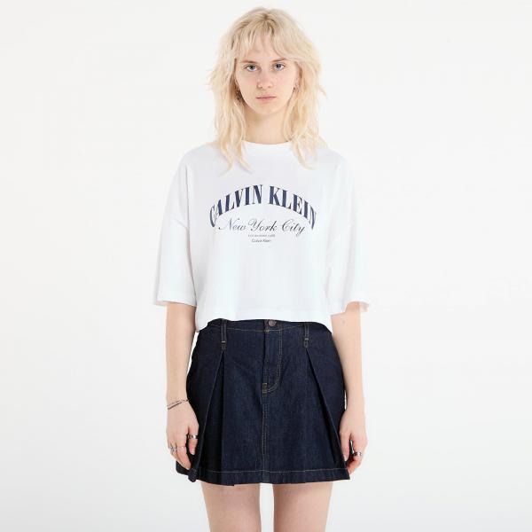 Tričko Calvin Klein Jeans Ss Cropped Boxy Heri Tee White XS