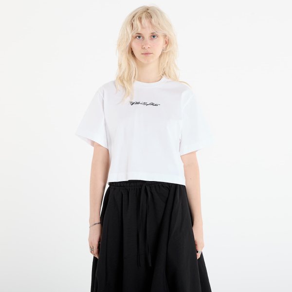 Tričko Off-White Embr Arrow Script Crop Tee White/ Black XS