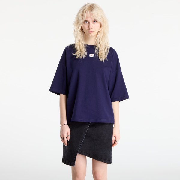 Tričko Calvin Klein Jeans Ss Woven Label Overs Tee Purple S