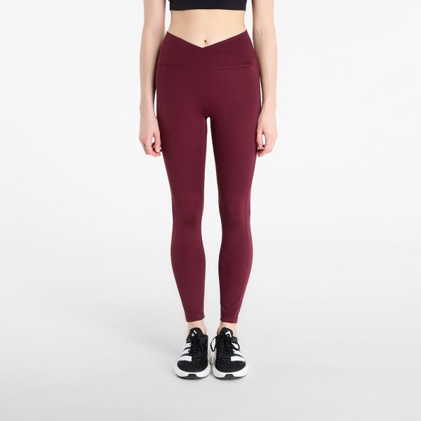 Legíny adidas 3 Stripes Studio All Me 7/8 X-Over Leggings Maroon S