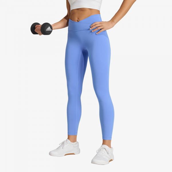 Legíny adidas 3 Stripes Studio All Me 7/8 X-Over Leggings Blue Fusion L