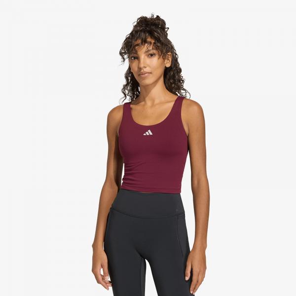Tílko adidas 3 Stripes Studio All Me Light Support Tank Top Maroon M