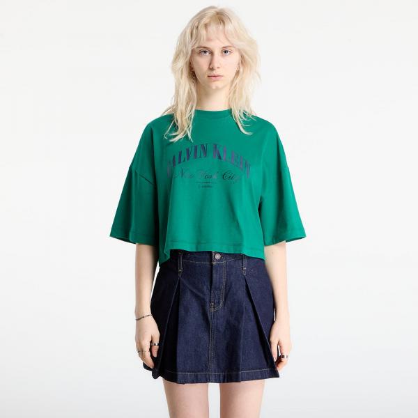 Tričko Calvin Klein Jeans Ss Cropped Boxy Heri Tee Green S