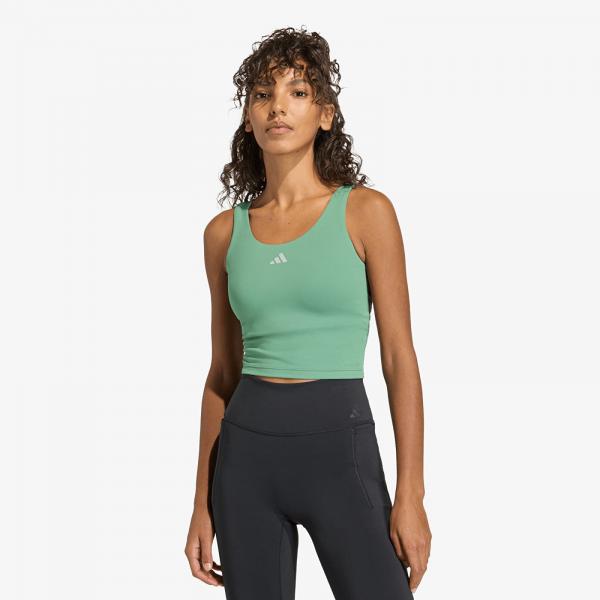 Tílko adidas 3 Stripes Studio All Me Light Support Tank Top Preloved Green XS