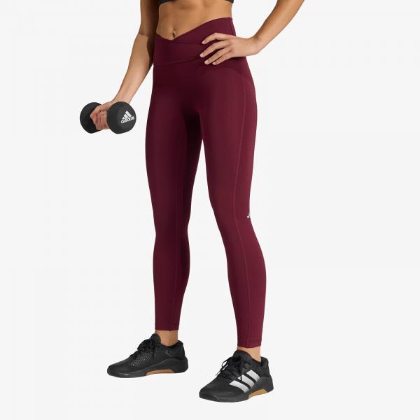 Legíny adidas 3 Stripes Studio All Me 7/8 X-Over Leggings Maroon S