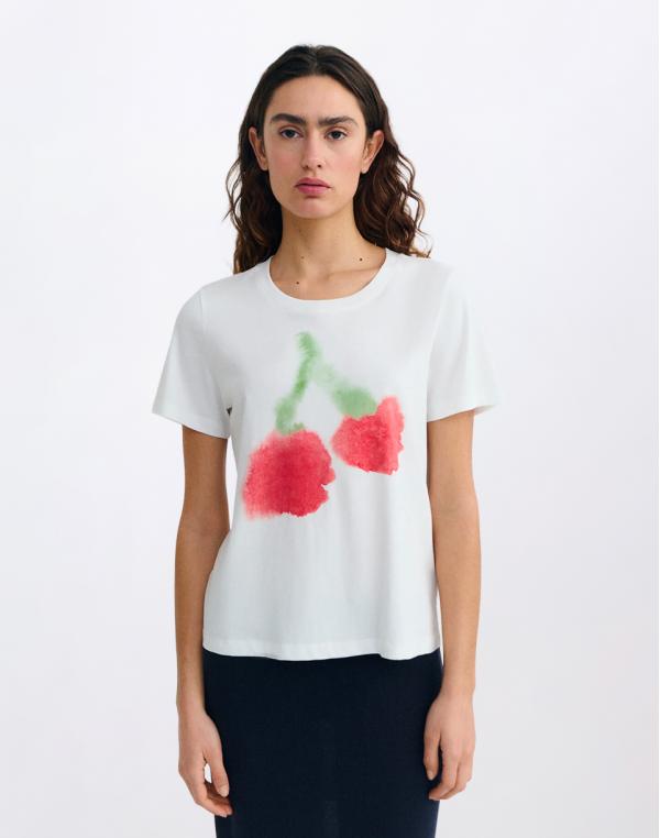 Tričko Thinking MU Blurry Cherry Ida Tee WHITE