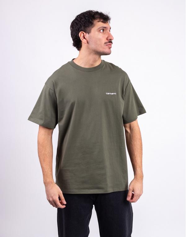 Tričko Carhartt WIP S/S Script Embroidery T-Shirt Leaf/White