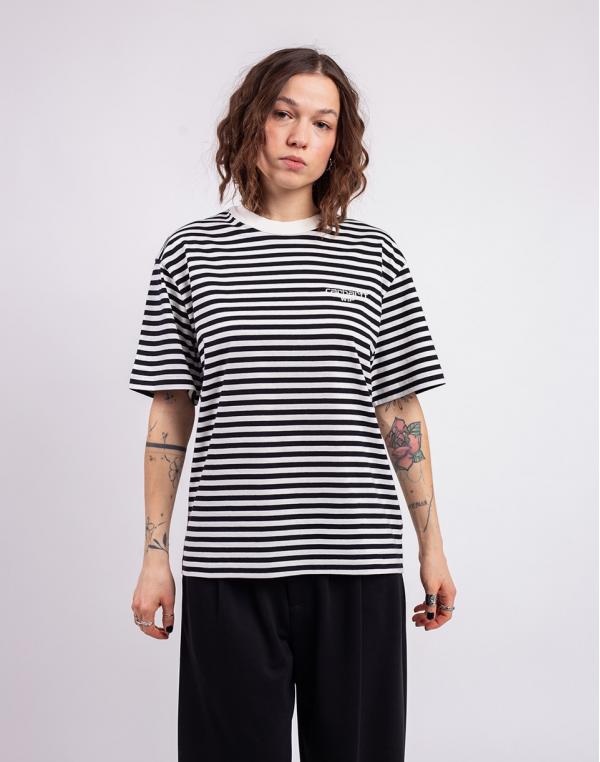 Tričko Carhartt WIP W' S/S Ezra T-Shirt Ezra Stripe, Black/Wax