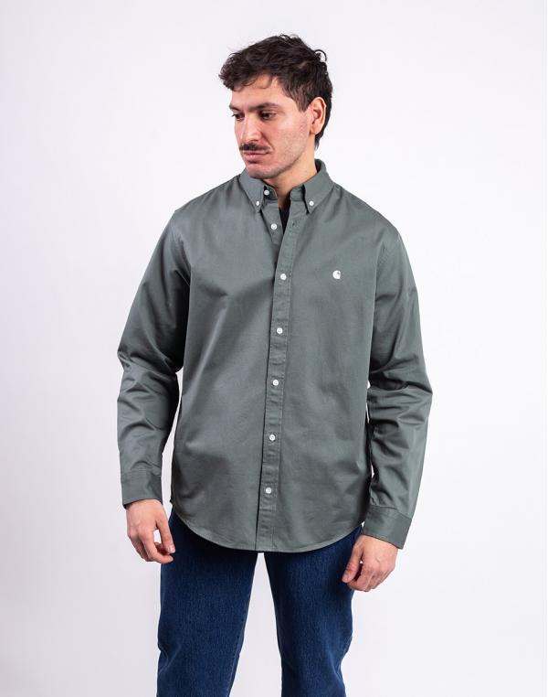 Carhartt WIP L/S Madison Shirt Velvet Green/White S