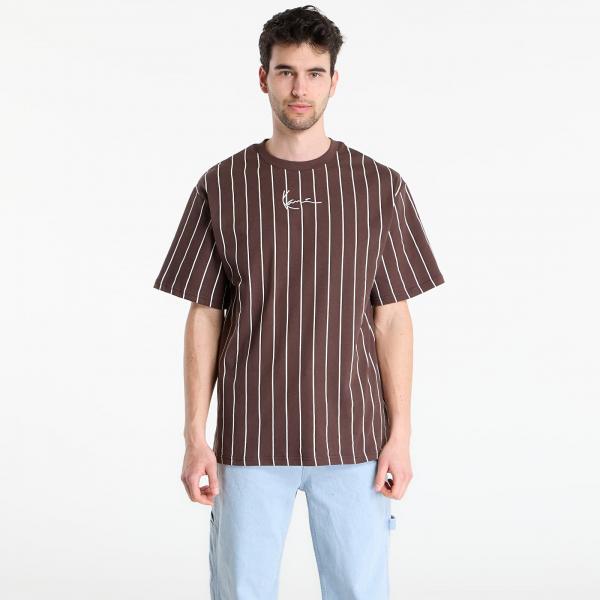 Tričko Karl Kani Small Signature Essential Pinstripe Tee Brown XL