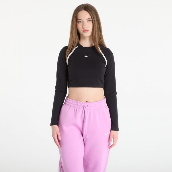 Tričko Nike Sportswear Women's Tight Long-Sleeve Cropped Top Black/ Black/ Chalk/ Chalk M