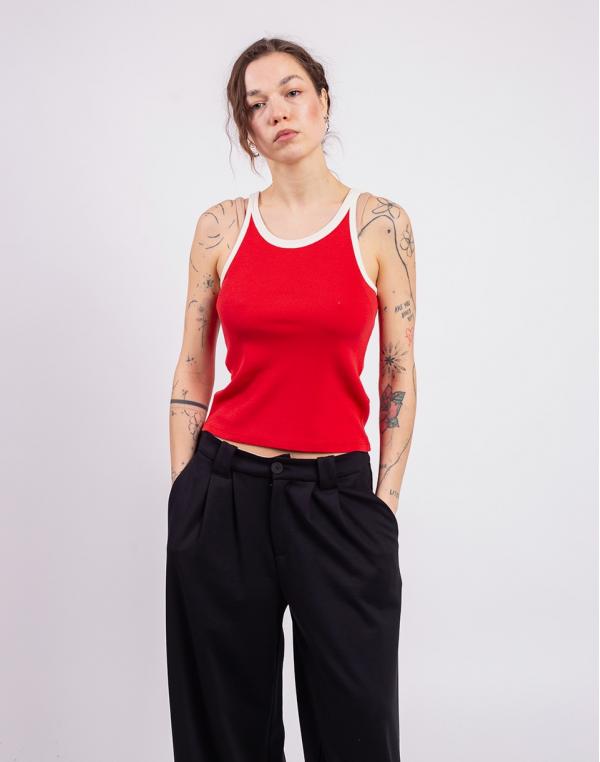 Thinking MU Clavel Pannacotta Contrast Harriet Top RED XS