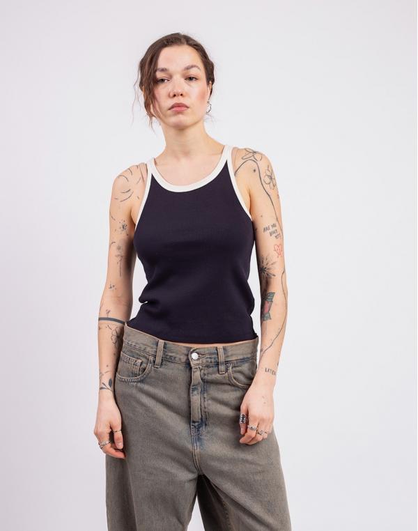 Thinking MU Navy Pannacota Contrast Harriet Top BLUE XS