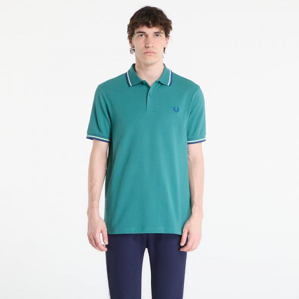 Tričko FRED PERRY Twin Tipped Fred Perry Shirt Deep Mint/ Snow White/ Soho Eclipse M