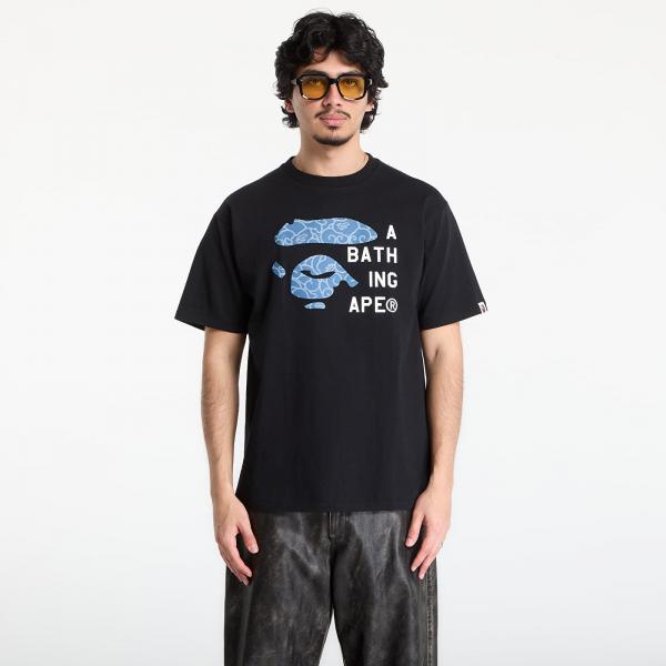 Tričko A BATHING APE Japanese Cloud Camo Bape Face Tag Tee UNISEX Black L