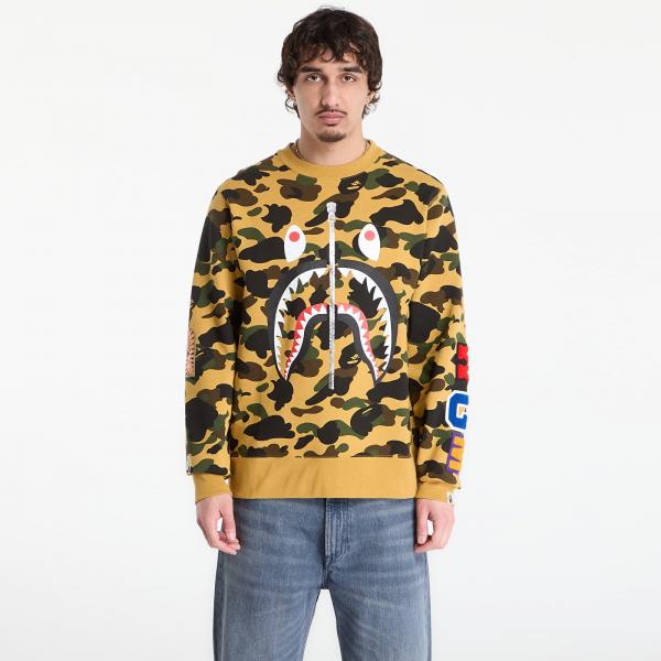 Mikina A BATHING APE 1St Camo Shark Crewneck Sweatshirt UNISEX Yellow XL