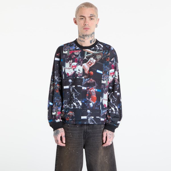 Tričko Jordan Flight Men's Printed Long-Sleeve Jersey Black/ White M
