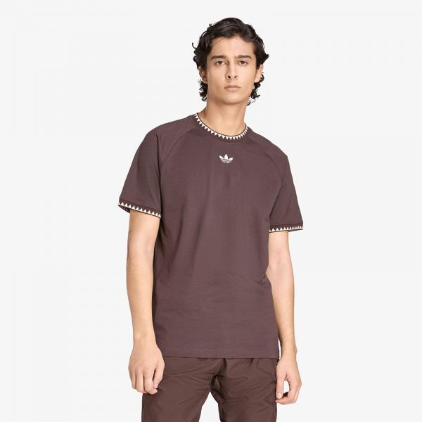 Tričko adidas Chest Stripes Engineered Collar T-Shirt Aurora Coffee S