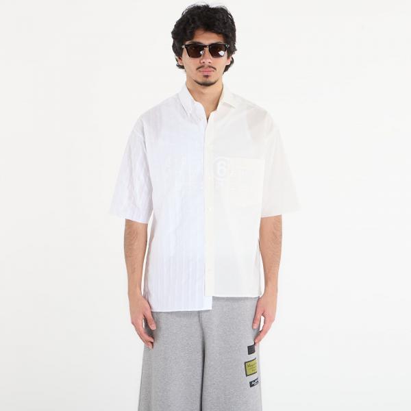 Košile MM6 Short-Sleeved Shirt Dark Grey Melange/ Brown 52