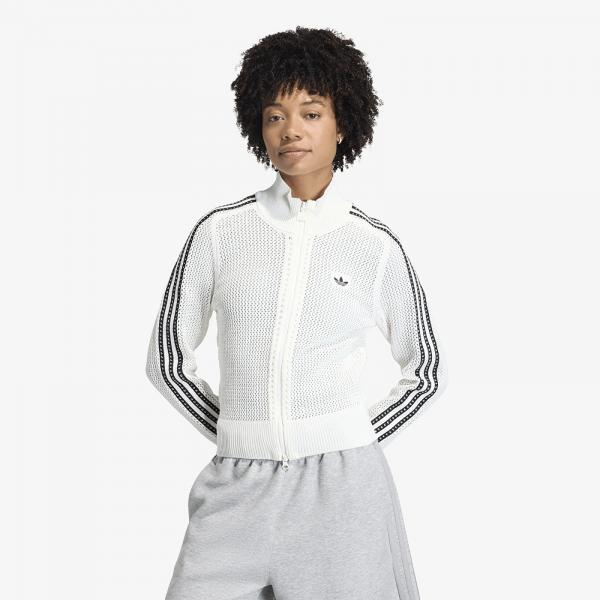 Mikina adidas Knitted Crochet Firebird Track Top Off White L