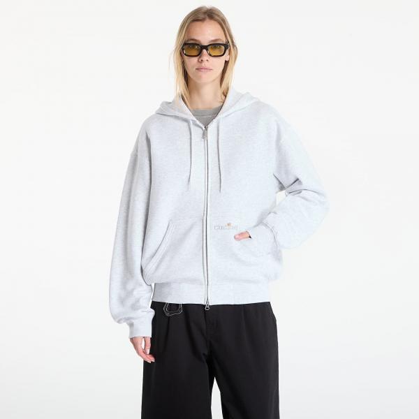 Mikina Carhartt WIP Hooded WIP Label Sweat Jacket UNISEX Ash Heather XXL