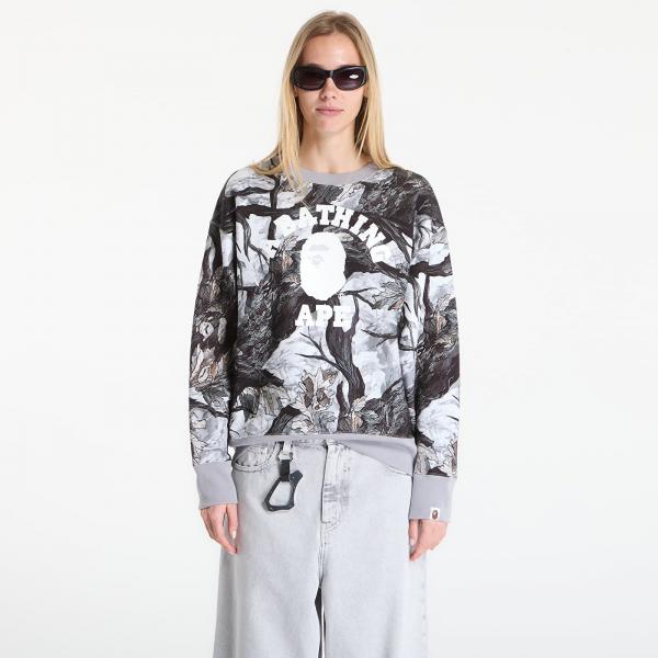 Mikina A BATHING APE Tree Edge Camo College Relaxed Fit Crewneck Sweatshirt UNISEX White L