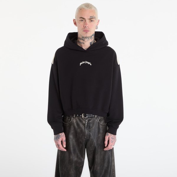 Mikina Palm Angels Curved Logo Loose Crop Hoodie Black/ Tofu M
