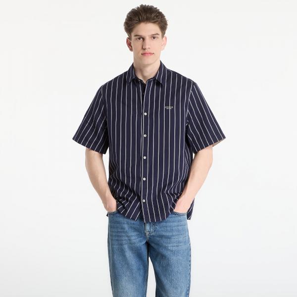 Košile Guess Jeans Ss Yarn Dyed Crinkle Shirt Smart Blue/ White S