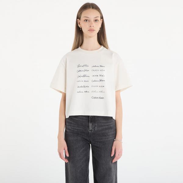 Tričko Calvin Klein Jeans Ss Cropped Boxy Grap Tee White XS