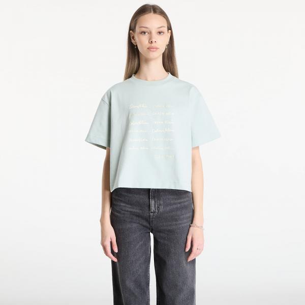 Tričko Calvin Klein Jeans Ss Cropped Boxy Grap Tee Green XS