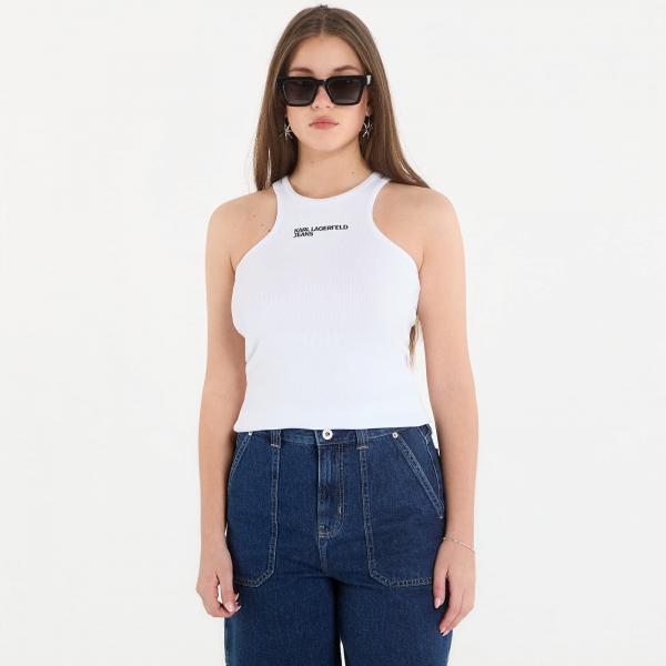 Tílko Karl Lagerfeld Jeans Ribbed Logo Tank White M