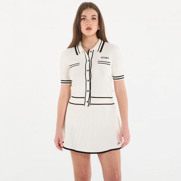 Svetr GUESS Shari Polo Cardi Sweater Dove White M