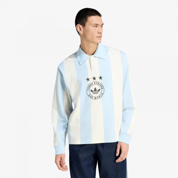 Tričko adidas Graphic Long Sleeve Polo Shirt Ice Blue XXL
