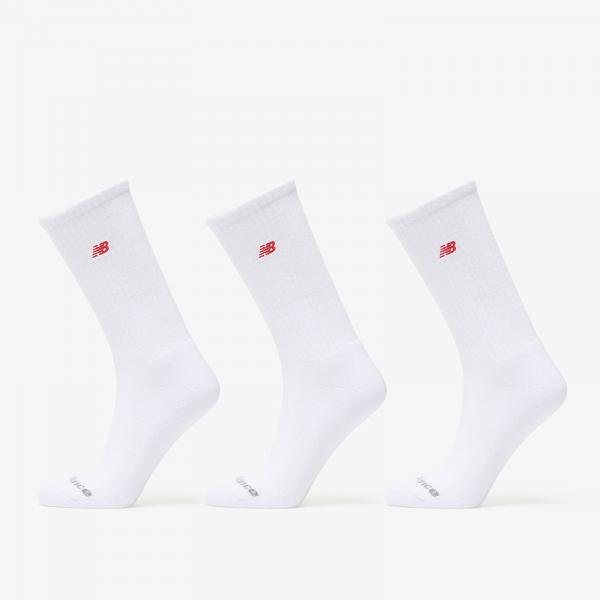 Ponožky New Balance Red Patch Logo Crew Socks 3-Pack White M