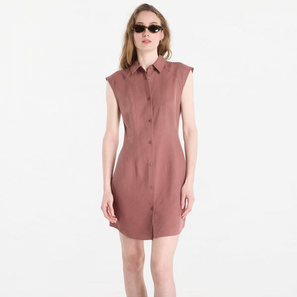 Šaty Calvin Klein Tencel Linen Sl Mini Shirtdress Sierra Brown L