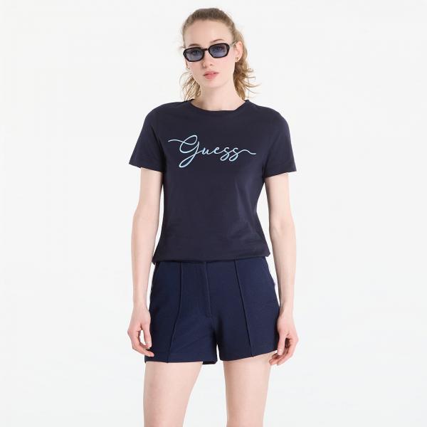 Tričko GUESS Circe Ss Cn T-Shirt Daring Ocean M