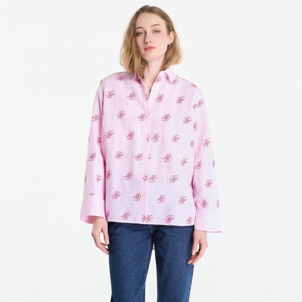 Košile Tommy Hilfiger Swimshop Linen Easy Fit Aop Shirt Script Ithaca Rose Petal L