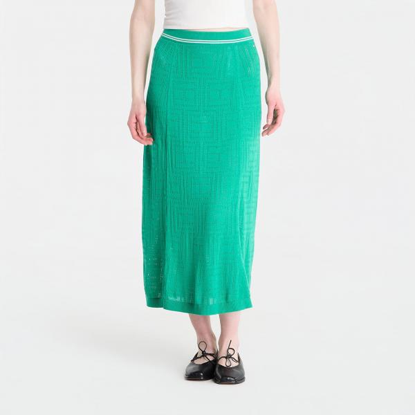 Sukně Tommy Hilfiger Swimshop Viscose Silk Midi Skirt Jade Wink XS