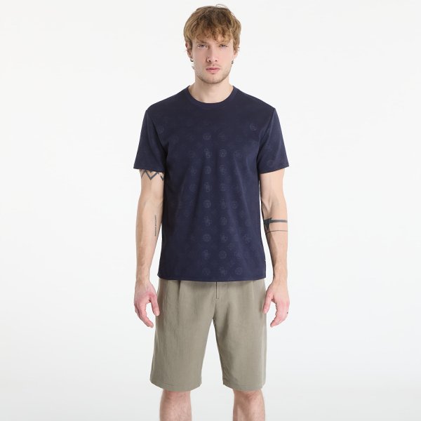 Tričko GUESS Nico Embossed Knit Ss Crew Peony Logo Smart Blue M