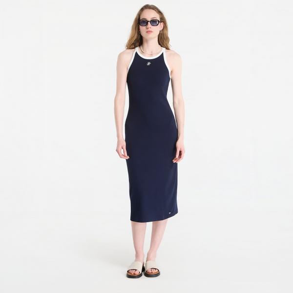 Šaty Tommy Hilfiger Contrast Bind Rib Tank Dress Navy M