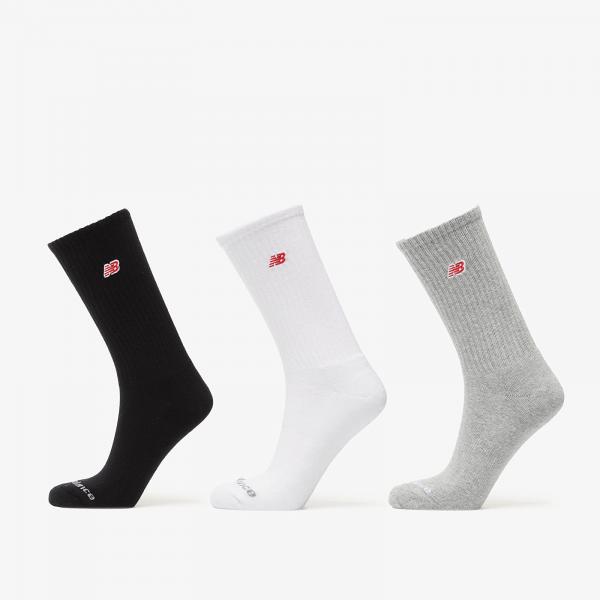 Ponožky New Balance Red Patch Logo Crew Socks 3-Pack Black/ White/ Grey M