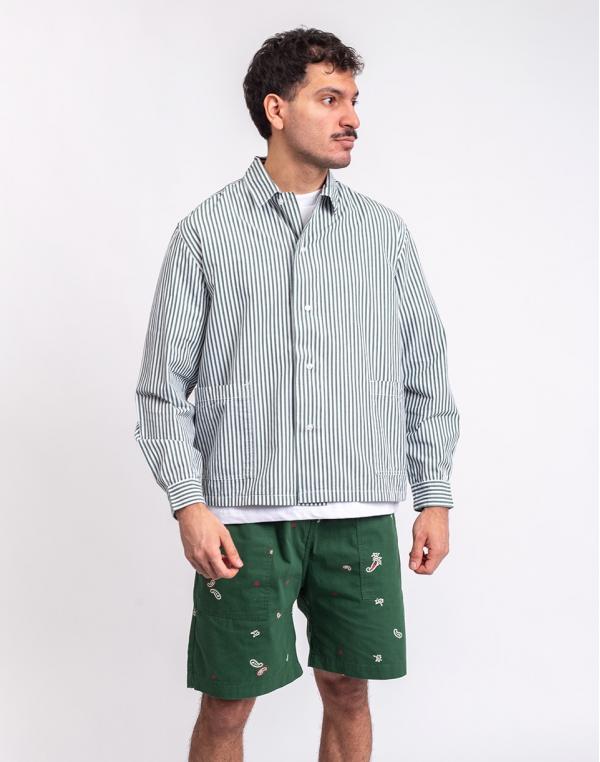 Service Works Poplin Stripe Waiter Shirt FOREST S