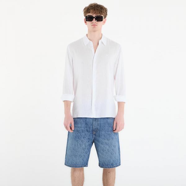 Košile Calvin Klein Ls Solid Linen Classic Shirt White L