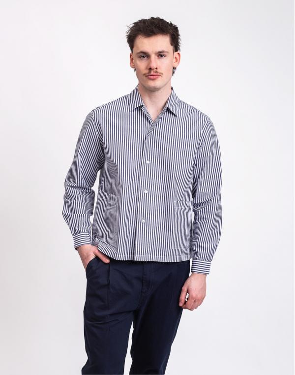 Service Works Poplin Stripe Waiter Shirt ROYAL S