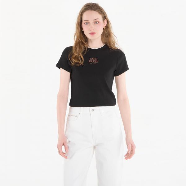 Tričko Calvin Klein Jeans Ss 2X2 Baby Rib Logo Baby Tee Black S