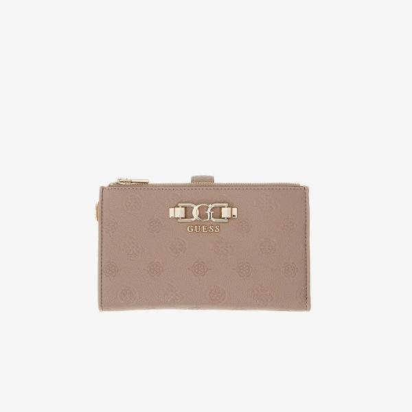 Peněženka GUESS Anise Slg Double Zip Organizer Dark Taupe Logo Universal