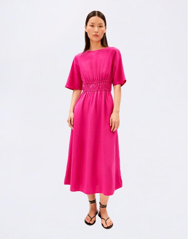 Armedangels Linen Blend Gathered Dress 3434 very berry S